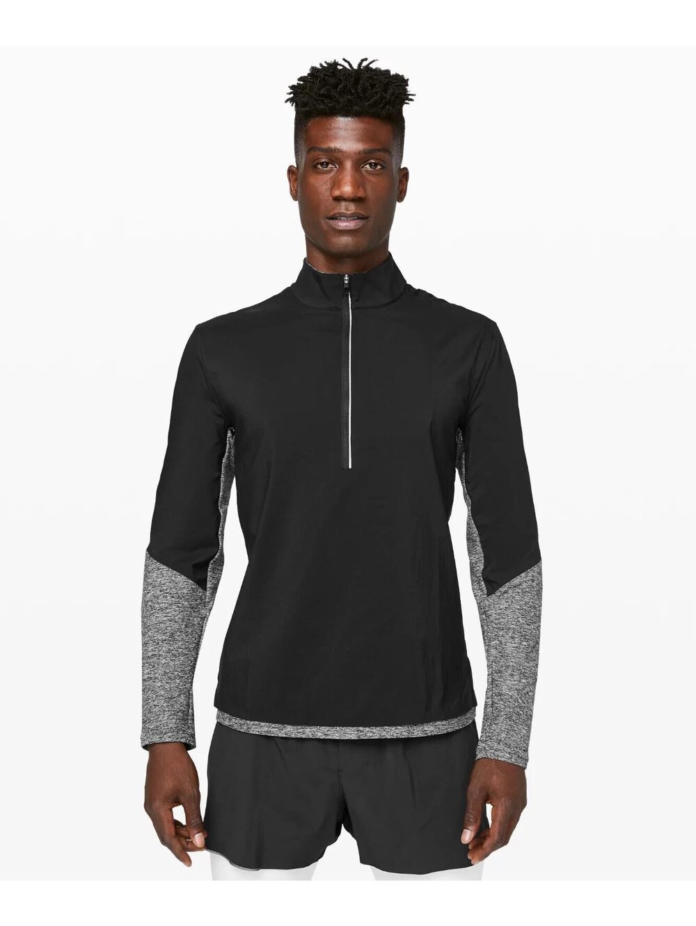 Lululemon Men's Half-Zip Pullover Black and Gray Long Sleeve Top